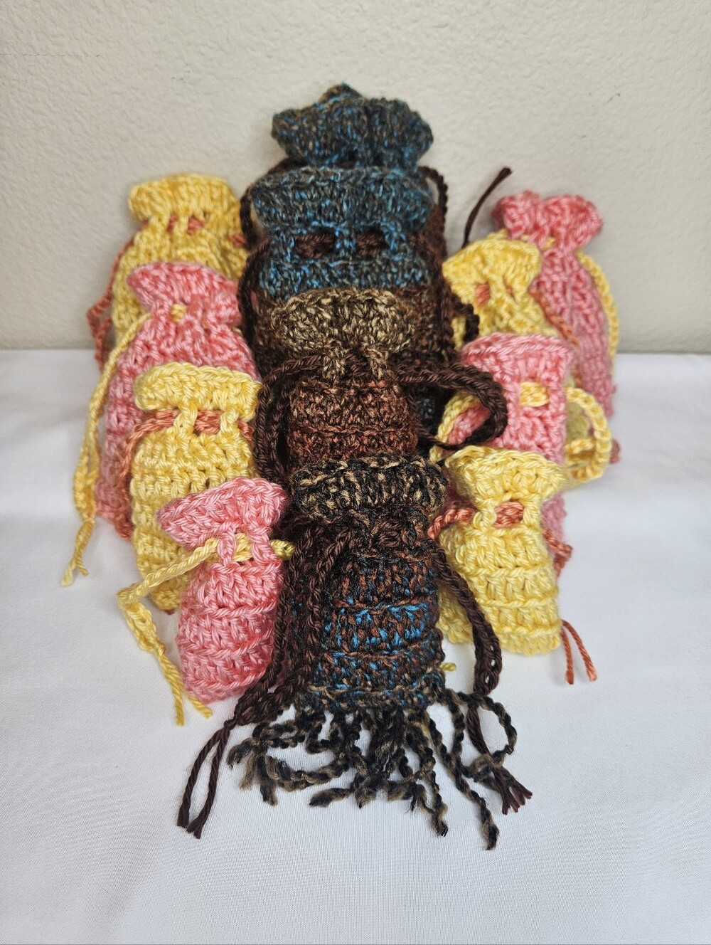 Set Of 4 Handmade Crochet Drawstring Pouches | Pick 1 Set